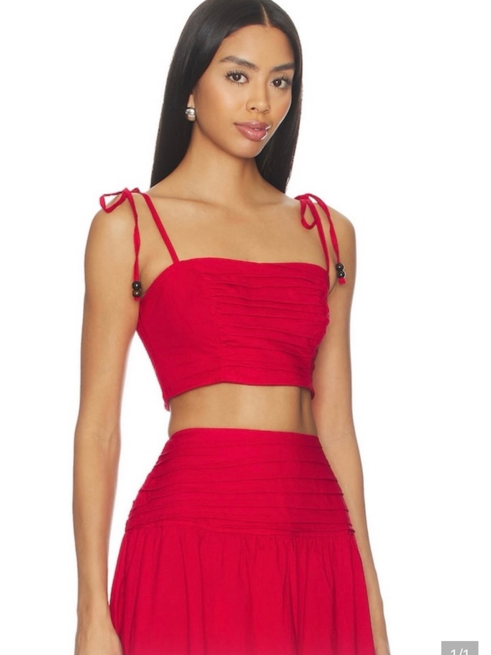 REVOLVE Red Maxi Skirt (M)Top (L) Flowing Ruched Waist
